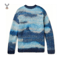 Nanteng personnalisé usine 100% coton hiver rétro gros épais moelleux conception Simple col rond à manches longues homme pull chandails