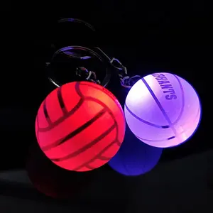 批发30毫米LED篮球足球球球水晶玻璃球钥匙扣促销礼品