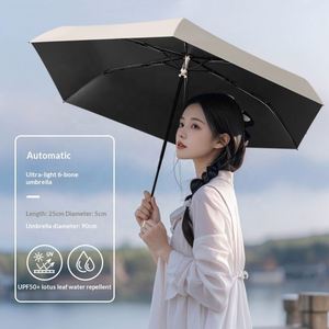 ร่มกันแดดกันฝนอัตโนมัติแบบสามตอน พับได้ น้ำหนักเบาพิเศษ ใช้ได้ทั้งแดดและฝน ยางสีดำ ป้องกันแสงแดด ขนาด 95 ซม. รับสั่งทำพิเศษ - Product Image 3