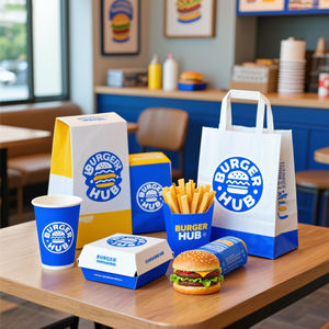 Caja de Papel Kraft con Impresión Personalizada para Hamburguesas, Papas Fritas y Pollo Frito para Comida Rápida para Llevar al por Mayor Estilo McDonald's - Product Image 1