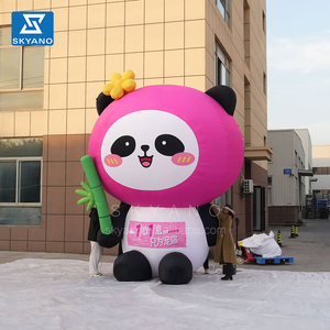 Personalizzato all'aperto pubblicità gonfiabile cartone animato gigante rosa scuro gonfiabile orso dei cartoni animati con bambù per eventi d'amore - Product Image 3