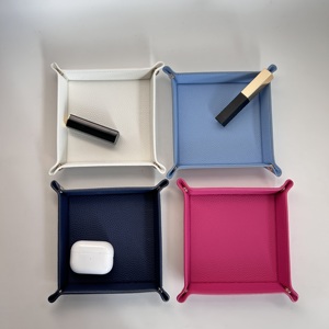 Caja de almacenamiento de cuero PU de lujo para viajes de Hotel, bandeja de escritorio para valet, joyería, cosméticos, organizador de llaves, bandeja de botones plegable - Product Image 3