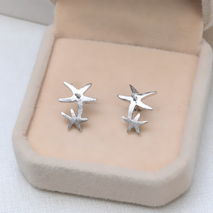 Accessoires DIY en argent S925 pour boucles d'oreilles en perles pour femmes, aiguille d'oreille pentagramme, étoile de mer, étoile 5-6, support vide 1152 - Product Image 2