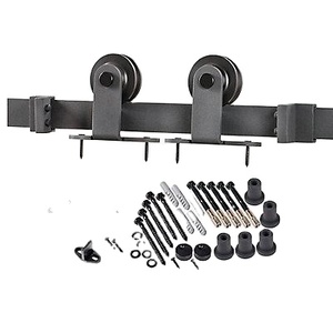 Kit de Herrajes para Puerta Corredera de Granero de Acero al Carbono con Riel Único y Rodillo en T Personalizado, Fácil de Instalar, con Instalación por Tornillos y Ajuste de Desvío de Latón - Product Image 4