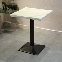Table carrée de luxe en métal et marbre pour café, restaurant, fast-food, mobilier commercial moderne en bois, vente en gros
