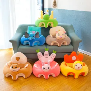 Cartoon baby animal fluffy foot stool children animal sofa cum bed baby kids custom stuffed plush chair folding portable stool