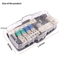 Accessoires de modification audio de voiture Boîte à fusibles en alliage de zinc Porte-fusibles à lumière LED Boîte de séparation à quatre voies/deux entrées et quatre sorties Support de soudage