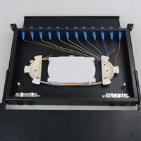 Coffret de distribution de fibre optique à 12 ports, type tiroir, 1U, montage en rack 19 pouces, panneau de brassage SC/UPC, ODF Télécom