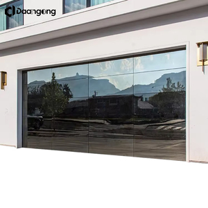 Portes <span class=keywords><strong>de</strong></span> <span class=keywords><strong>garage</strong></span> modernes à panneaux affleurants, minimalistes, noir mat avec fenêtres étroites pour maison contemporaine - Product Image 1