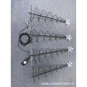 <b>Led</b> Christmas <b>Tree</b> Lawn Lights 4pcs Star Top Spiral Design Plug In Outdoor Decoration Water Resistant Plastic Body - Product Image 2