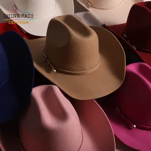 2024 Shinehats New Fedoras Women British Style Vintage Church Hats Lady Flat Brim Jazz Womens Wool Felt Cowboy Fedora Hats
