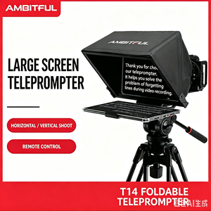 AMBITFULS T14 Foldable Teleprompter For Phone Tablet DSLR <b>Camera</b> Live Streaming Interview Recording With Tripod <b>Remote</b> <b>Control</b> - Product Image 1