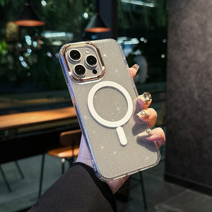 Coque de téléphone compatible avec iPhone 17 Pro Max, anneau de protection d'objectif magnétique électroplaqué à paillettes dorées pour coque transparente Apple 15 - Product Image 6