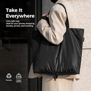 Sac fourre-tout léger et pliable, résistant à l'eau, sac d'épicerie pliable, sac de courses réutilisable en nylon - Product Image 2