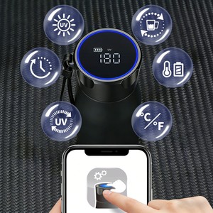 Bouteille d'eau intelligente personnalisée en acier inoxydable, flacons isothermes et thermos avec rappel de consommation et affichage de la température, gobelets intelligents - Product Image 2