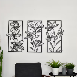 Feuille noire métallique cadre minimaliste tenture murale ornements décor à la maison mur artisanat salon canapé fond élégant mur Art - Product Image 1