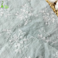 Kain Bordir Mewah Bahan Linen 30% Katun 70% Motif Daun Bunga Terlaris untuk Pakaian