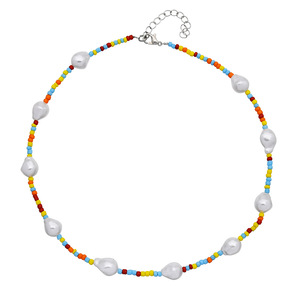 Trendy Bead Chain Necklace <span class=keywords><strong>Sead</strong></span> Beads turchese Pearl Diy perline Boho Colorful Girl Necklace gioielli fatti a mano multistrato - Product Image 6