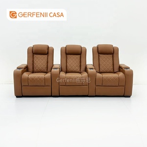 모던 홈 시네마 가구 천연 가죽 좌석 및 소파 테이블 스타일리시한 거실 극장 가구 금속 다리 포함 - Product Image 2