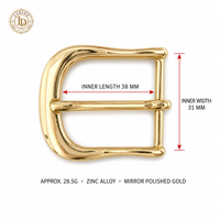 Boucle de ceinture en D de style français pour femme, 38x31mm, or miroir, style fer à cheval, minimaliste, vente en gros