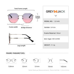 เกรย์แจ็ค กราเดียนท์แว่นกันแดดสำหรับผู้หญิงกรอบโลหะ UV400 ป้องกันประเภท 3 บังแดด เลนส์ Ac สีทอง S31449 - Product Image 3