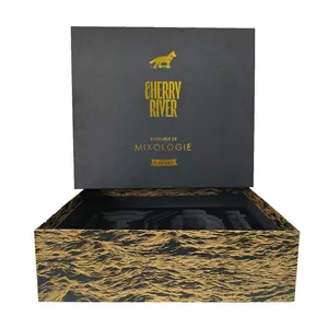 Shaker à vin à insertion EVA avec logo imprimé personnalisé, deux pièces, couvercle et boîte cadeau de base avec feuille d'or et logo