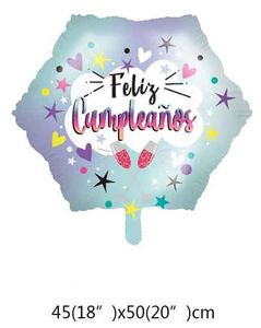 18 Inch Spanish Feliz Cumpleanos Happy Birthday Film Party <b>Decoration</b> Octagonal Hexagonal Aluminum Foil <b>Balloon</b> - Product Image 5