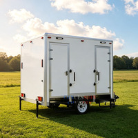 Remorque toilettes 2 postes 2,8 m/9 pi avec éclairage LED, toilettes portables de luxe pour parcs et événements extérieurs