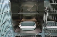 Premium 4-Fach Veterinär-Katzenkäfig aus Edelstahl mit Katzentoilette & Universalbremsrädern