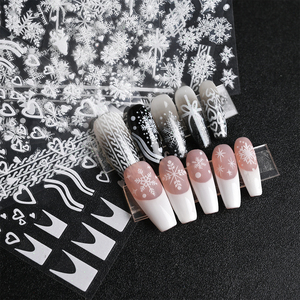 Adesivi 3D con motivo a forma di cuore bianco e francese adesivo per unghie con fiocchi di neve di natale per decorazioni per Nail Art di San Valentino - Product Image 1