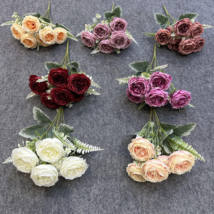 Flores de Peonía Artificiales, 6 Cabezas Cada Una, Flor de Seda Hecha a Mano, Decoración para Bodas y Hogar, Arreglo de Piso, Fotografía - Product Image 1