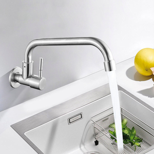 <span class=keywords><strong>Robinet</strong></span> de cuisine mural classique moderne en acier inoxydable 304, à poignée unique, avec valve en céramique, eau froide, connexion filetée G1/2 - Product Image 2