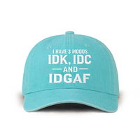 Gorra de Béisbol de Estilo Vintage, de Mezclilla, de 6 Paneles y Ala Rígida, Bordada con la Frase 'I HAVE 3 MOODS' ('I DK, I DC y I DGAF'), Personalizable