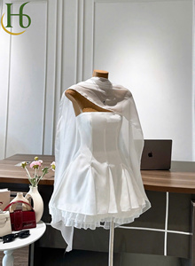 Conjunto de Top Corto Blanco y Vestido Midi, Estilo Casual Chic, Color Sólido, Mezcla de Algodón, Poliéster y Chifón, Prenda de Una Pieza, Teñido Liso, Prenda OEM - Product Image 2