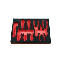 Inserts en mousse EVA noir rouge personnalisés pour boîte à outils en plastique PU Base en mousse EPE Traitement de moules Matériau PC Services de découpe personnalisés