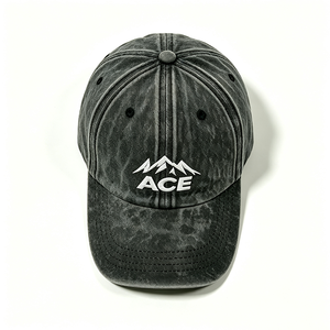 หมวกเบสบอลผ้าแคนวาส 6 แผง ล้างสีสไตล์วินเทจ ปักโลโก้ ACE Mountain แบบกำหนดเอง หมวกทรง Dad Hat สายรัดด้านหลังปรับได้ด้วยหัวเข็มขัดโลหะ - Product Image 6