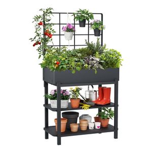 <span class=keywords><strong>Jardinière</strong></span> surélevée <span class=keywords><strong>avec</strong></span> treillis, potager surélevé sur pieds, jardinières extérieures pour patio, légumes et herbes aromatiques - Product Image 3