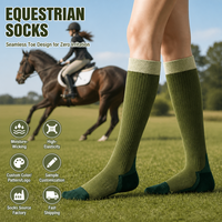 Chaussettes d'équitation de compression personnalisées en usine, absorbant la transpiration, hautes jusqu'au genou, pour hommes et jeunes, pour l'entraînement équestre