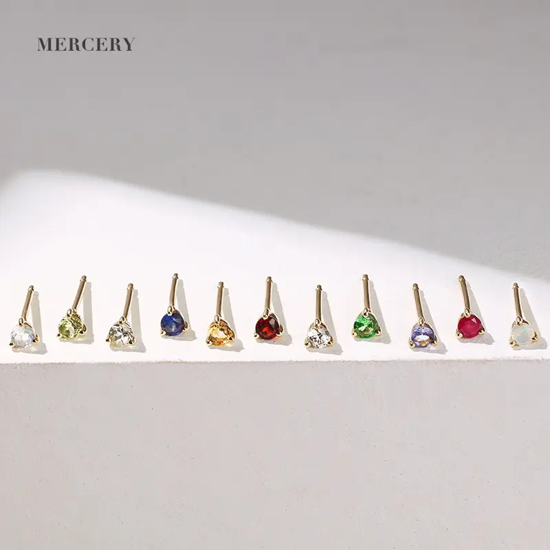 14 Karat Real Saudi Gold Schmuck Birth stone Opal Ohr stecker Set Pfoten form Echte Opal 12 Paar Ohrringe