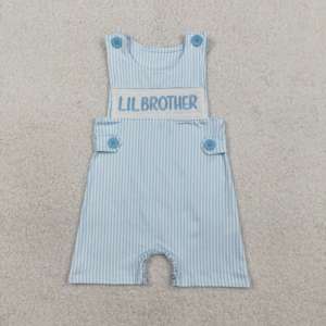 SR3592 rts Mono sin mangas para bebé, con rayas azules, para hermanos, conjunto de pelele para niña, venta al por mayor - Product Image 1