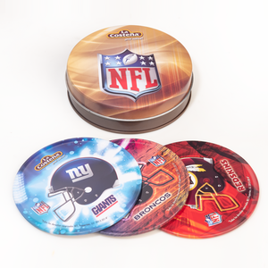 High Quality Tin Coaster for Promotion 4 Pieces One Set Customized Logo Embossed Metal Coasters