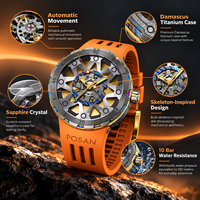 Großhandel Luxus Herren Automatik-Mechanische Uhr Damaszener Titan-Gehäuse Chronograph Tourbillon Skelett Wasserdicht Silikonarmband