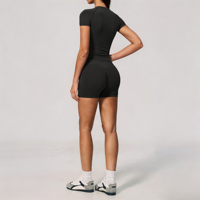 Nouvel arrivage GH : Ensemble de sport sans couture à col rond et manches courtes pour femme, avec effet push-up fessier et contrôle du ventre, séchage rapide, idéal pour le yoga