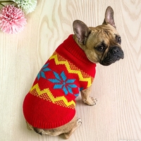 Pull de Noël en coton de luxe pour chien, vêtements tricotés d'hiver pour petits chiens, tenue de chiot imprimée Noël, vente en gros