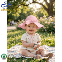 Sombrero de Pescador con Lazo Rosa y Borde Ondulado, Protección Solar, con Correa Magnética para la Barbilla, para Niños, Playa y Actividades al Aire Libre, Venta al Por Mayor de Fábrica