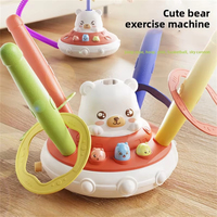 Jeu de lancer d'anneaux interactif 3-en-1 Ours Mignon pour intérieur/extérieur avec lanceur de fusée musical Jump & Stomp, jouet en plastique pour enfants