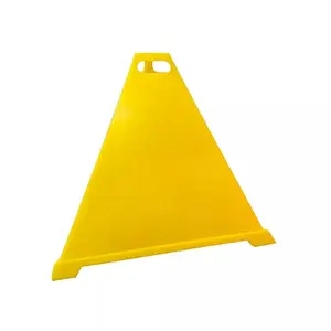 yellow PE 3 sided pyramid cone mine site safety sign traffic cone
