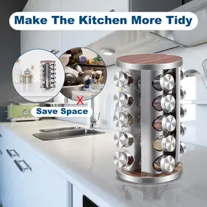 8/12/16/20 PCS Revolving Spice Bottle Rack With Stand Holder Rotary Spice Bottle Rack Seasoning Jars Set Spice Rack Bottle