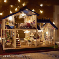 Kit de maison de poupée miniature en bois 3D fait main, éducatif, avec lumières LED, musique, logo personnalisé de haute qualité, anti-poussière, cadeau de Noël