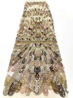 Nouvelle mode Dubaï, tissu en dentelle perlée de haute qualité, dentelle en filet de luxe, dentelle en filet avec des perles pour robe de mariée Dubaï